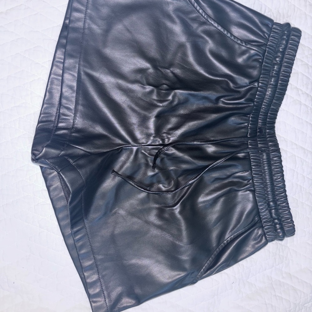 Altar'd State Black Faux Leather Athletic Shorts
